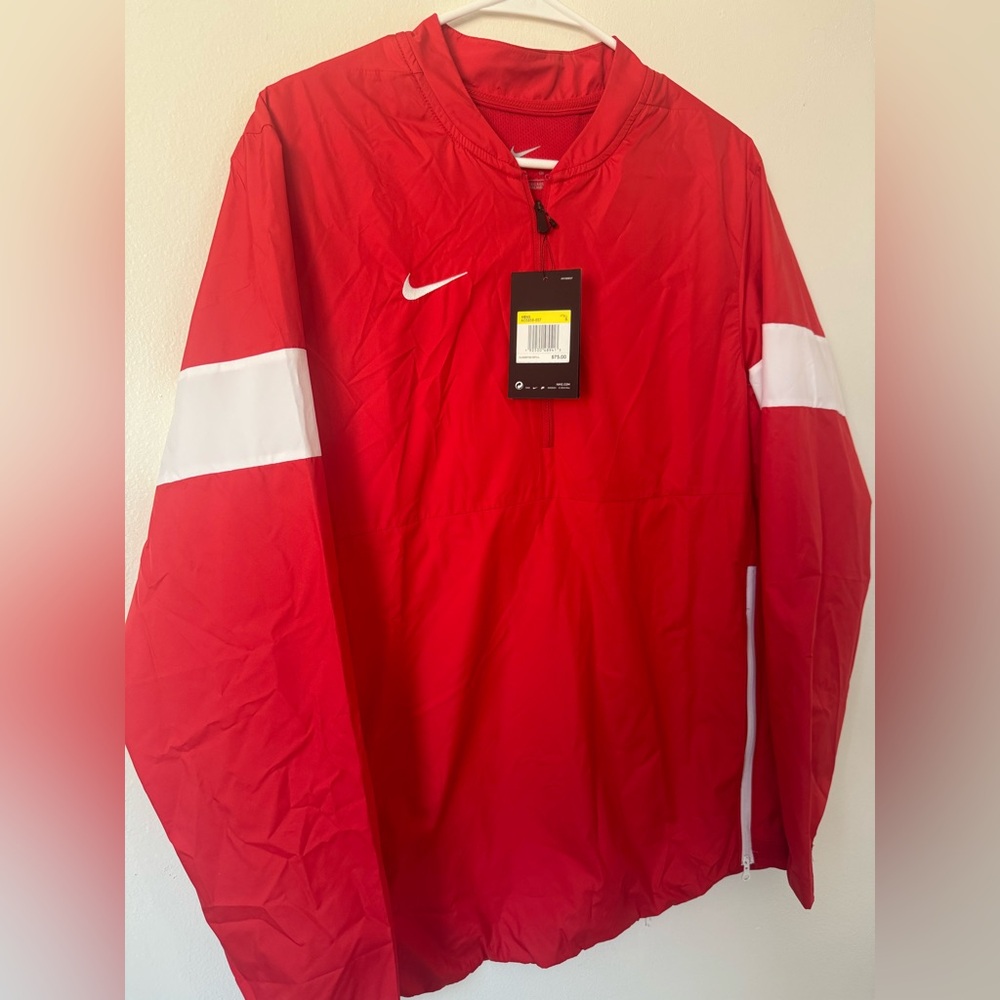 Nike Red and White Quarter zip Windbreaker Jacket
